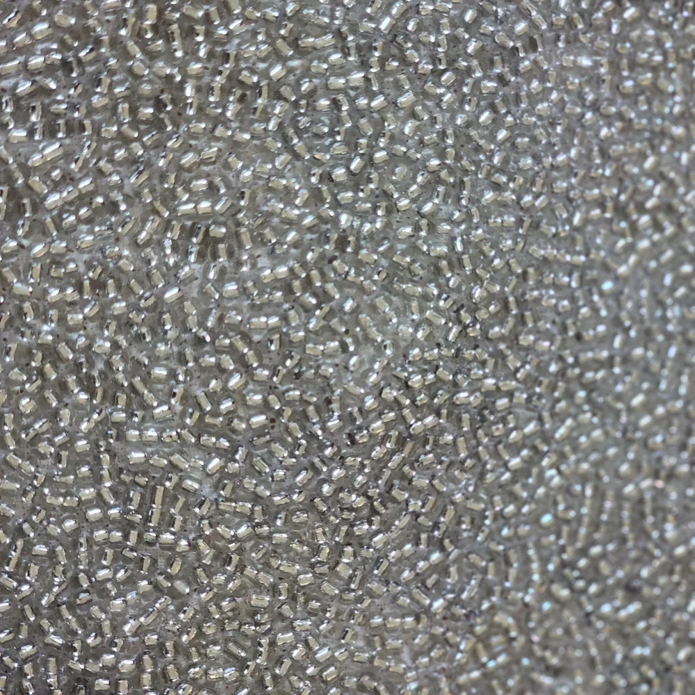 Love, Marlo Bugle Beads Crushed Ice Silver Square Pillow Cover Sham New 8